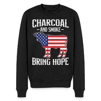 Barbecue USA Charcoal and Smoke Bring Hope - Men's Premium Organic Jumper - black - Front - Nico (187cm)