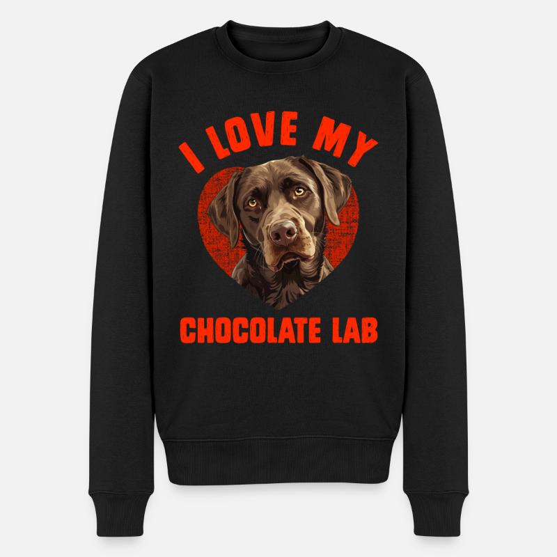 Brun Labrador JEG ELSKER MIN CHOKOLADE LAB ejer - Økologisk premium-sweatshirt til mænd - sort