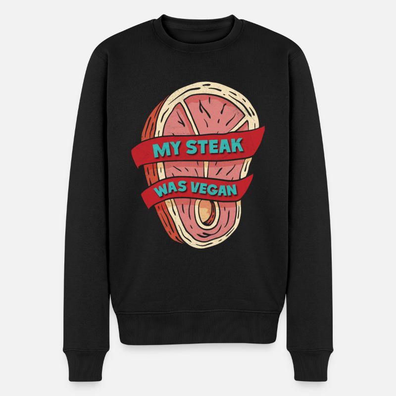 Fleischliebhaber MY STEAK WAS VEGAN Lustiges - Männer Premium Bio Pullover - Schwarz