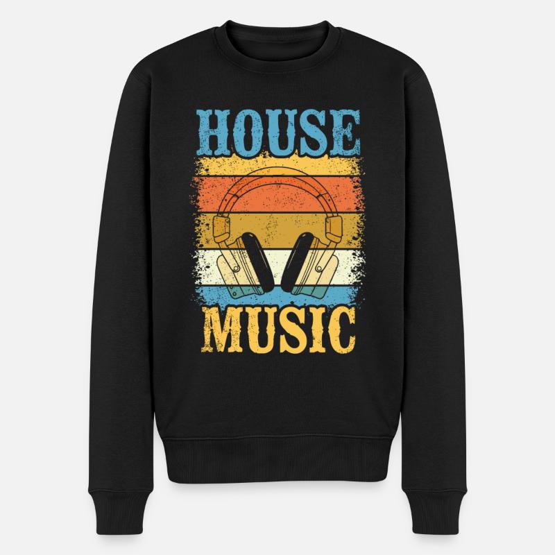 House Musik - Männer Premium Bio Pullover - Schwarz