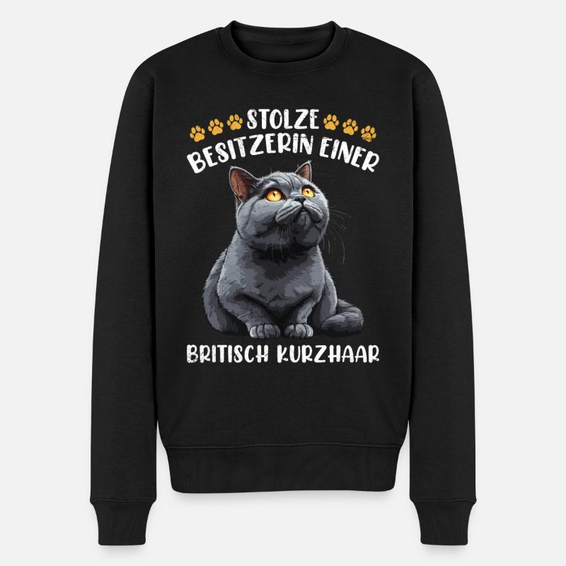 Britisch Kurzhaar STOLZE BESITZERIN EINER BRITISCH - Männer Premium Bio Pullover - Schwarz