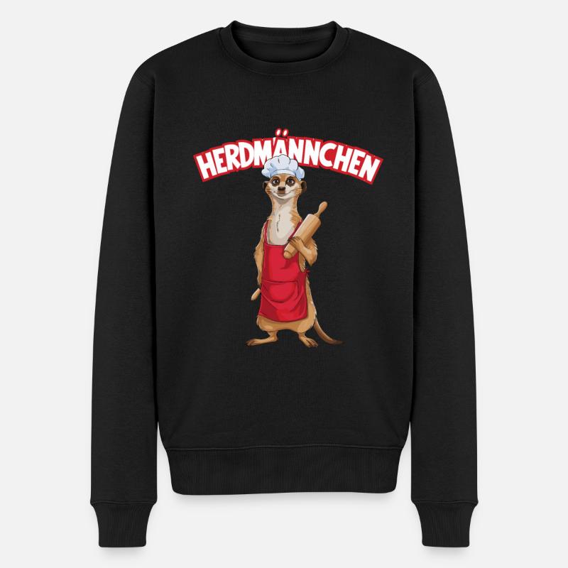 Herdmännchen für einen Koch Köchin - Männer Premium Bio Pullover - Schwarz