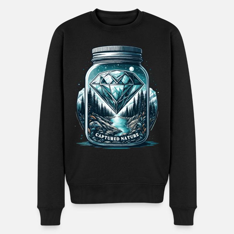 Naturjuwel im Glas - Männer Premium Bio Pullover - Schwarz