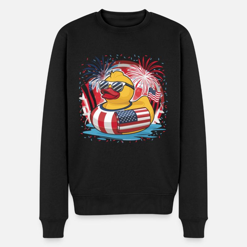 Patriotisches Gummi-Entchen amerikanischer Flagge - Männer Premium Bio Pullover - Schwarz