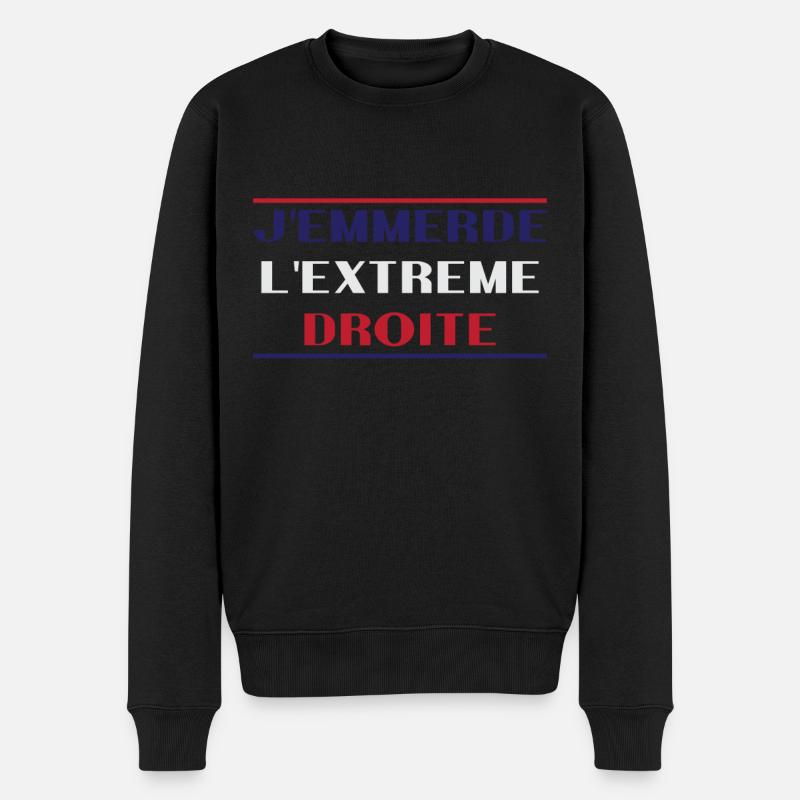Scheiß auf die extreme Rechte - Männer Premium Bio Pullover - Schwarz