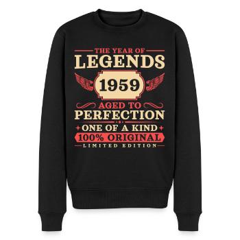 Jahrgang 1959 geboren Vintage Jahr der Legenden - Männer Premium Bio Pullover - Schwarz - Vorne - Nico (187cm)