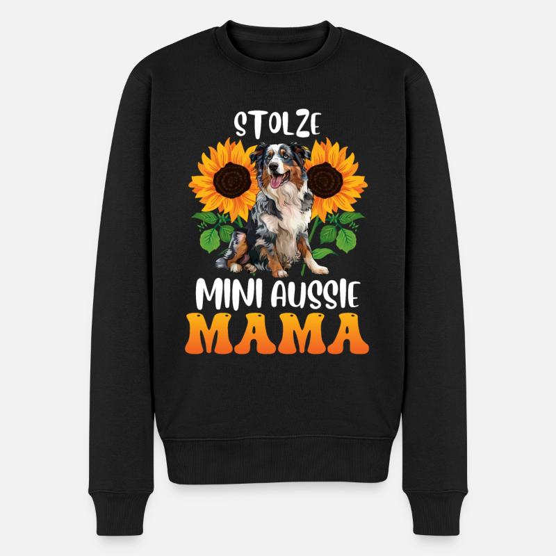Hundemama STOLZE AUSSIE MAMA Australian - Männer Premium Bio Pullover - Schwarz
