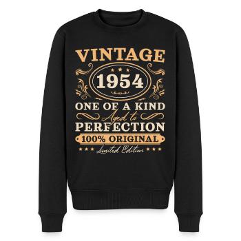 Vintage 1954 Jahrgang Geburtstag - Männer Premium Bio Pullover - Schwarz - Vorne - Nico (187cm)
