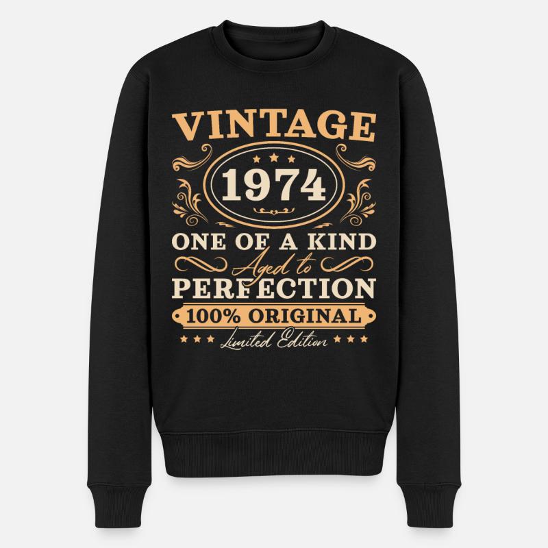 Vintage 1974 Jahrgang Geburtstag - Männer Premium Bio Pullover - Schwarz
