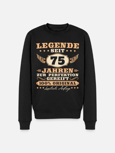 75 Geburtstag Männer Frauen 75 Jahre - Männer Premium Bio Pullover - Schwarz