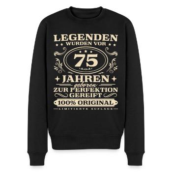 75 Jahre Legende Vintage 75 Geburtstag - Männer Premium Bio Pullover - Schwarz - Vorne - Nico (187cm)