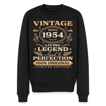 Vintage 1954 Jahrgang 70 Geburtstag - Männer Premium Bio Pullover - Schwarz - Vorne - Nico (187cm)
