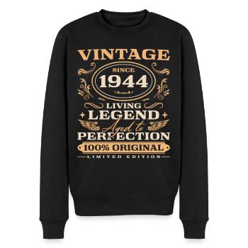 Vintage 1944 Jahrgang 80 Geburtstag - Männer Premium Bio Pullover - Schwarz - Vorne - Nico (187cm)