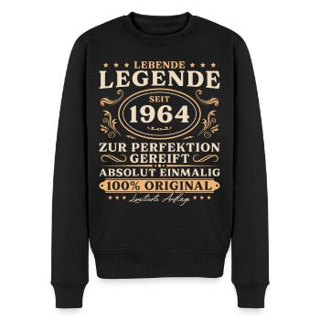 1964 Jahrgang Lebende Legende Geburtstag - Männer Premium Bio Pullover - Schwarz - Vorne - Nico (187cm)
