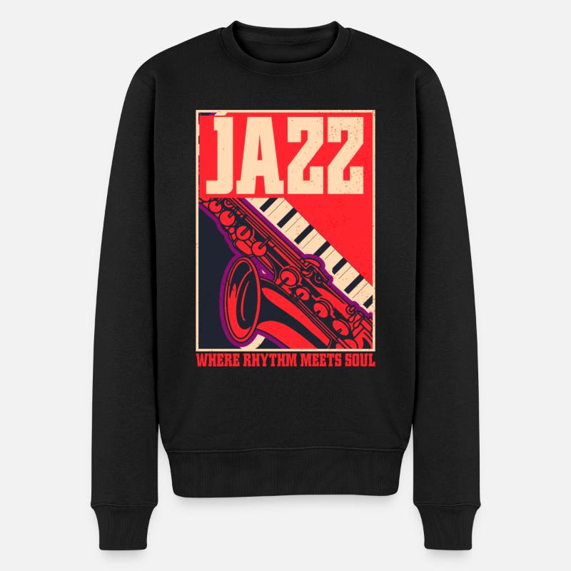 Jazz Musik - Männer Premium Bio Pullover - Schwarz