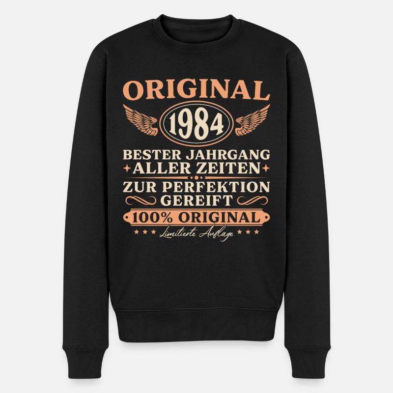 Original 1984 Jahrgang Vintage Geburtstagsgeschenk - Männer Premium Bio Pullover - Schwarz