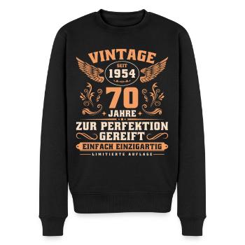 Vintage seit 1954 Jahrgang 70 Geburtstag - Männer Premium Bio Pullover - Schwarz - Vorne - Nico (187cm)