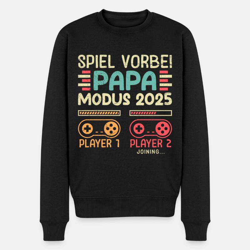 SPIEL VORBEI PAPA MODUS 2025 Lustiges Spielerpapa - Männer Premium Bio Pullover - Schwarz