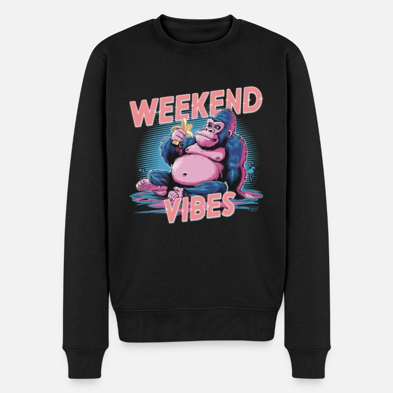 Lustige Gorilla-Wochenend-Vibes für Männer und - Männer Premium Bio Pullover - Schwarz