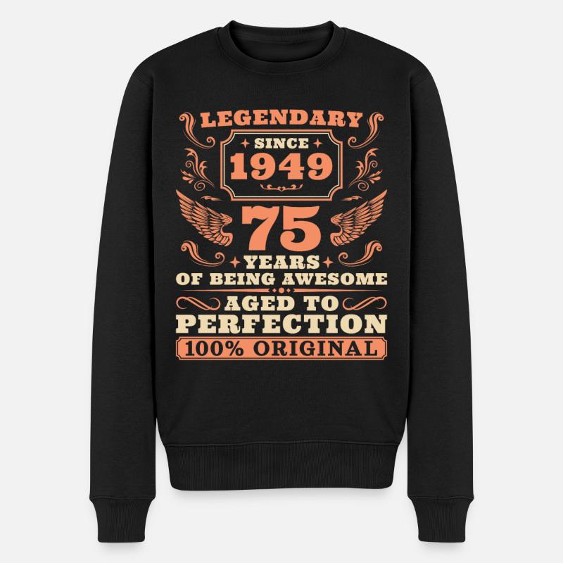 75 Geburtstag Vintage Jahrgang 1949 - Männer Premium Bio Pullover - Schwarz