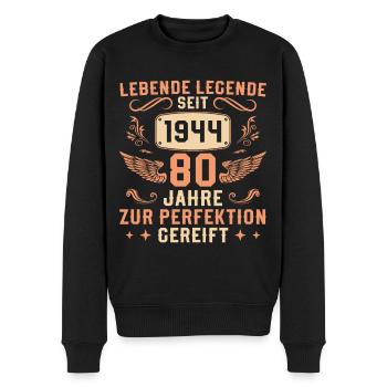 Lebende Legende seit 1944 Jahrgang 80 Geburtstag - Männer Premium Bio Pullover - Schwarz - Vorne - Nico (187cm)