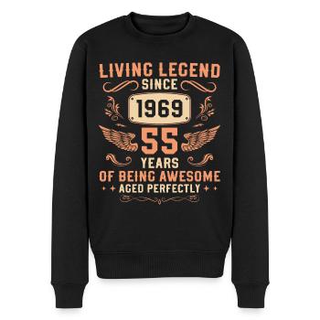 55 Geburtstag Legende seit 1969 Jahrgang - Männer Premium Bio Pullover - Schwarz - Vorne - Nico (187cm)
