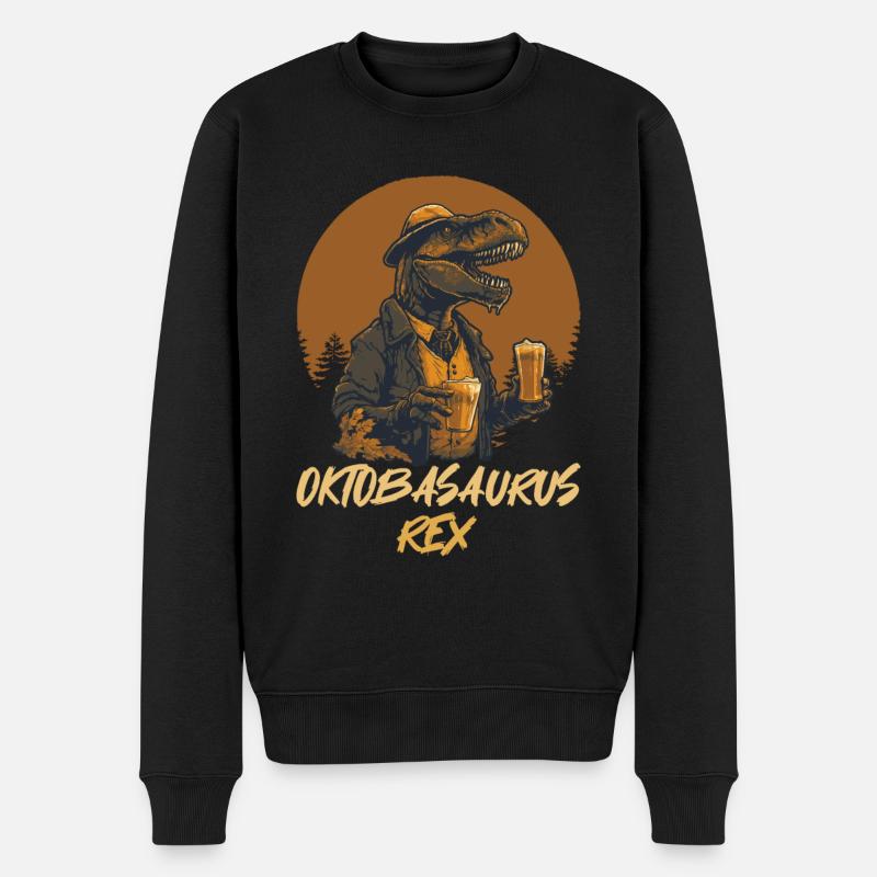 Oktbasaurusrex Bier Dinosaurier Biertrinker - Männer Premium Bio Pullover - Schwarz