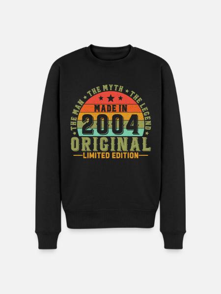 Vinatge 2004 Birthday Gift - Men's Premium Organic Jumper - black
