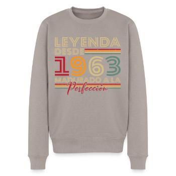 Legende seit 1963 Geburtstagsgeschenk - Männer Premium Bio Pullover - Taupe - Vorne - Nico (187cm)