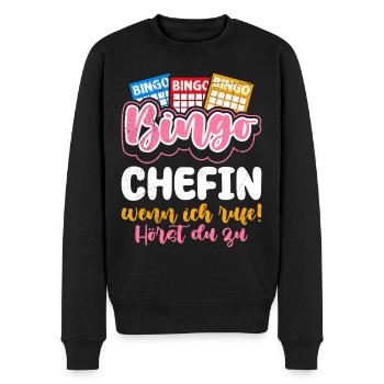 BINGO CHEFIN WENN ICH RUFE HÖRST DU ZU! Lustiges - Männer Premium Bio Pullover - Schwarz - Vorne - Nico (187cm)