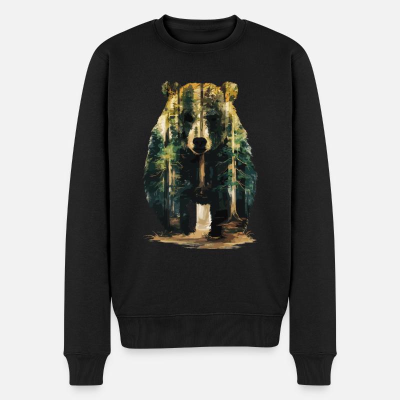 Wald Bär Natur Wildlife Kunst Berg Tier - Männer Premium Bio Pullover - Schwarz