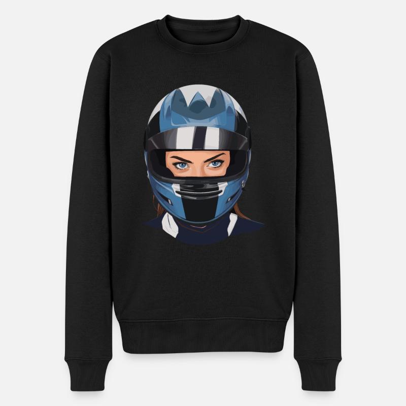 Motorradfahrerin Motorrad Frau - Männer Premium Bio Pullover - Schwarz