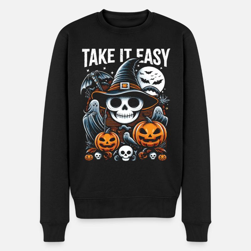 Halloween Kostüm Kinder TAKE IT EASY Lustiges - Männer Premium Bio Pullover - Schwarz