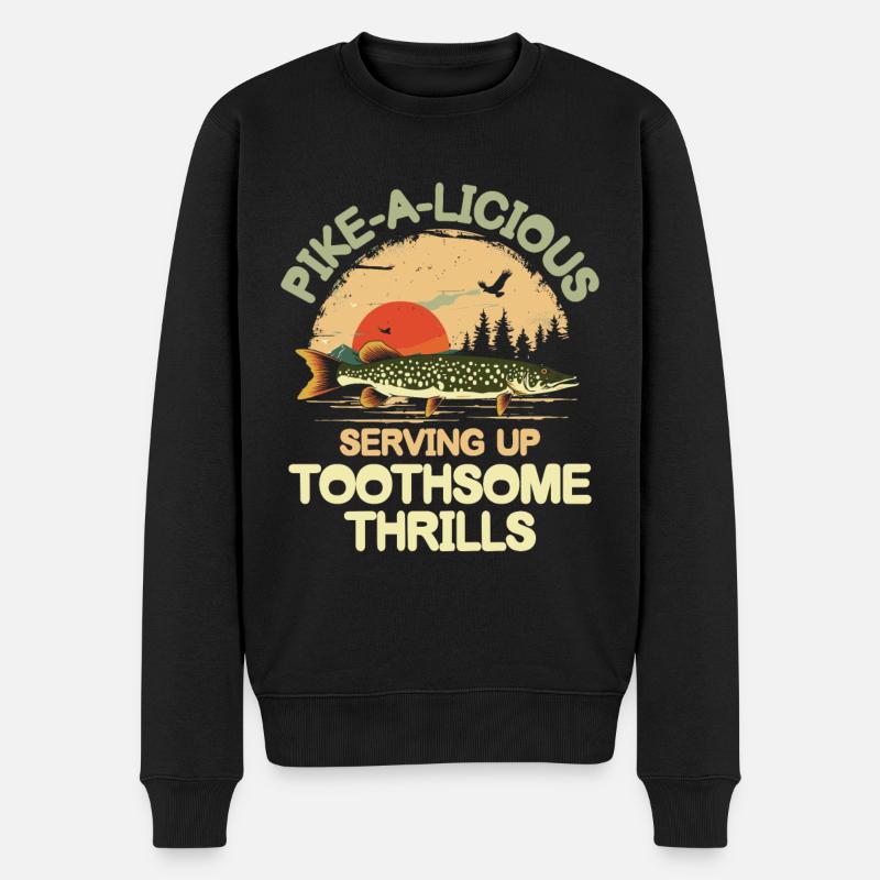 Pike-a-licious Serving Up Toothsome Thrills - Männer Premium Bio Pullover - Schwarz