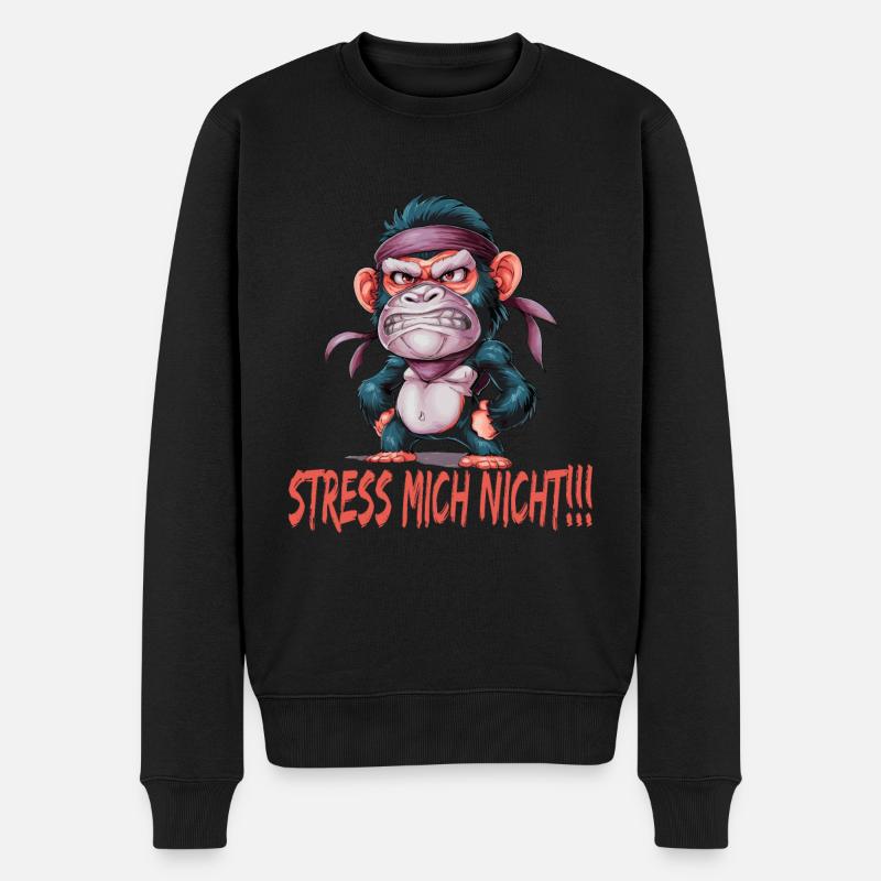 Stress Mich Nicht Gorilla - Männer Premium Bio Pullover - Schwarz