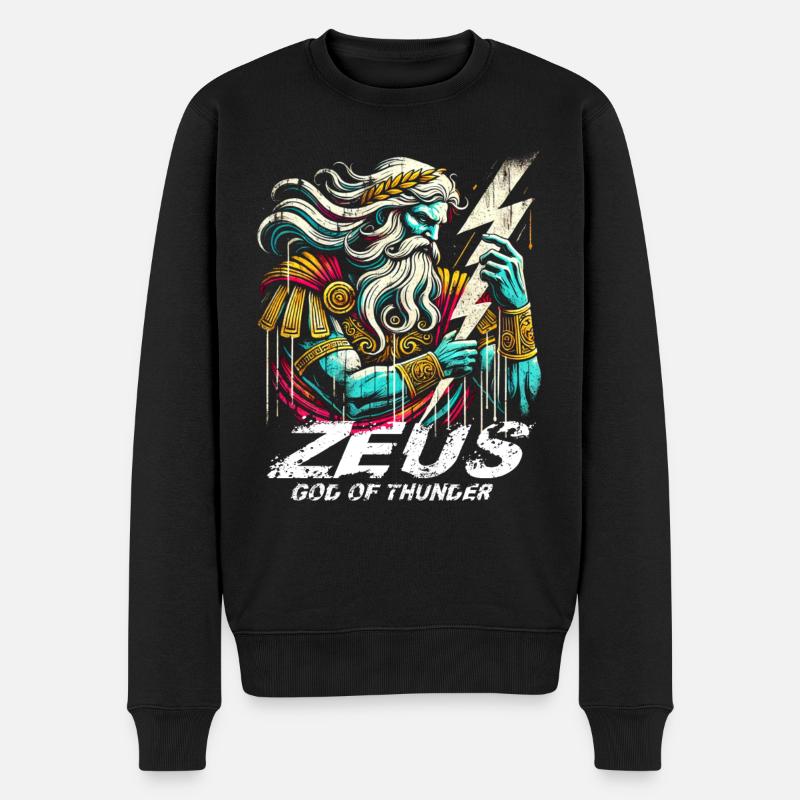 Zeus Griechischer Donnergott - Männer Premium Bio Pullover - Schwarz