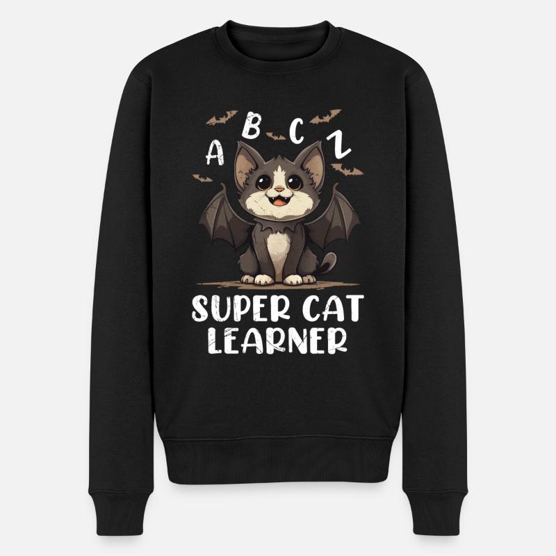 Halloween Kostüm Kinder SUPER CAT LEARNER Lustig - Männer Premium Bio Pullover - Schwarz