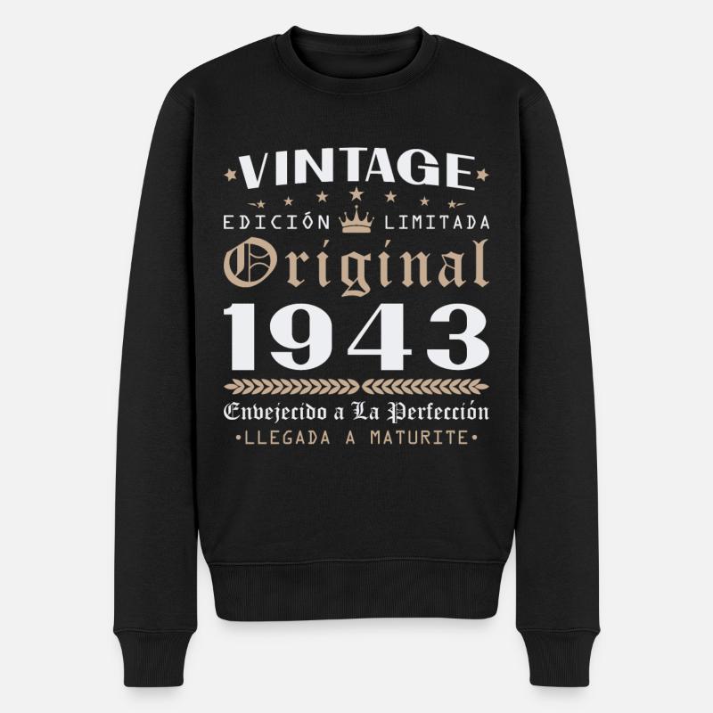 Cadeau d'anniversaire Vinatge 1943 - Pull Premium bio Homme - noir