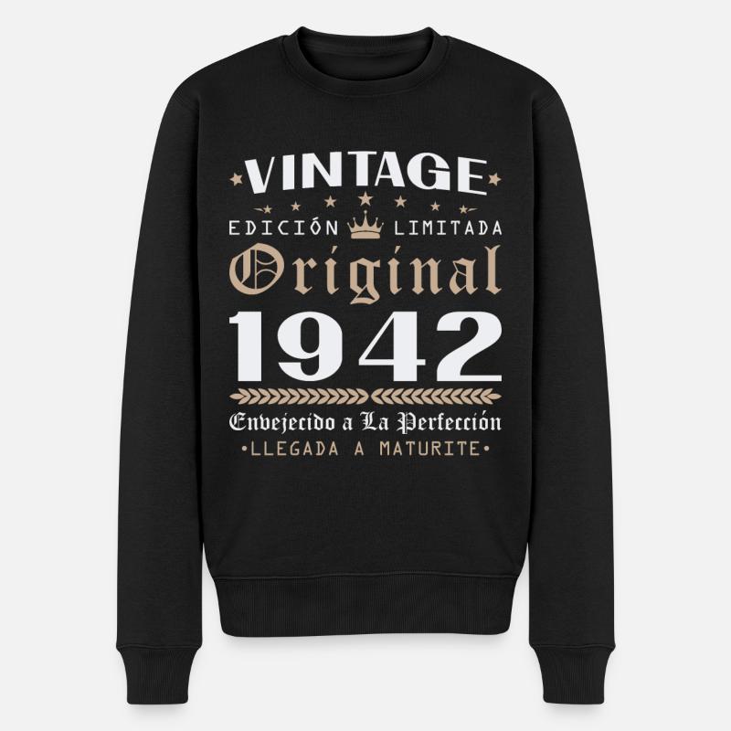Cadeau d'anniversaire Vinatge 1942 - Pull Premium bio Homme - noir