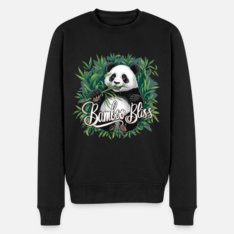 Niedlicher Panda Bambus Wald Tier Tierwelt - Männer Premium Bio Pullover - Schwarz