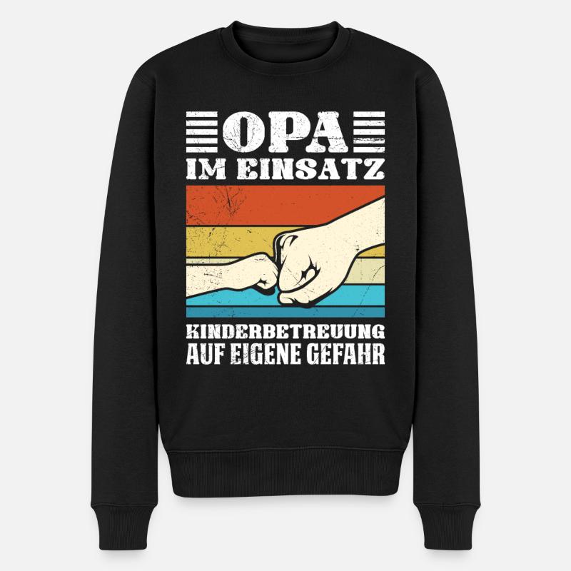 OPA IM EINSATZ KINDERBETREUUNG AUF EIGENE GEFAHR - Männer Premium Bio Pullover - Schwarz