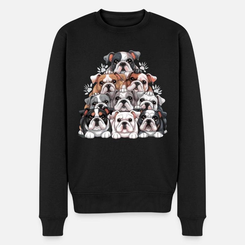 Englische Bulldogge Turm - Männer Premium Bio Pullover - Schwarz