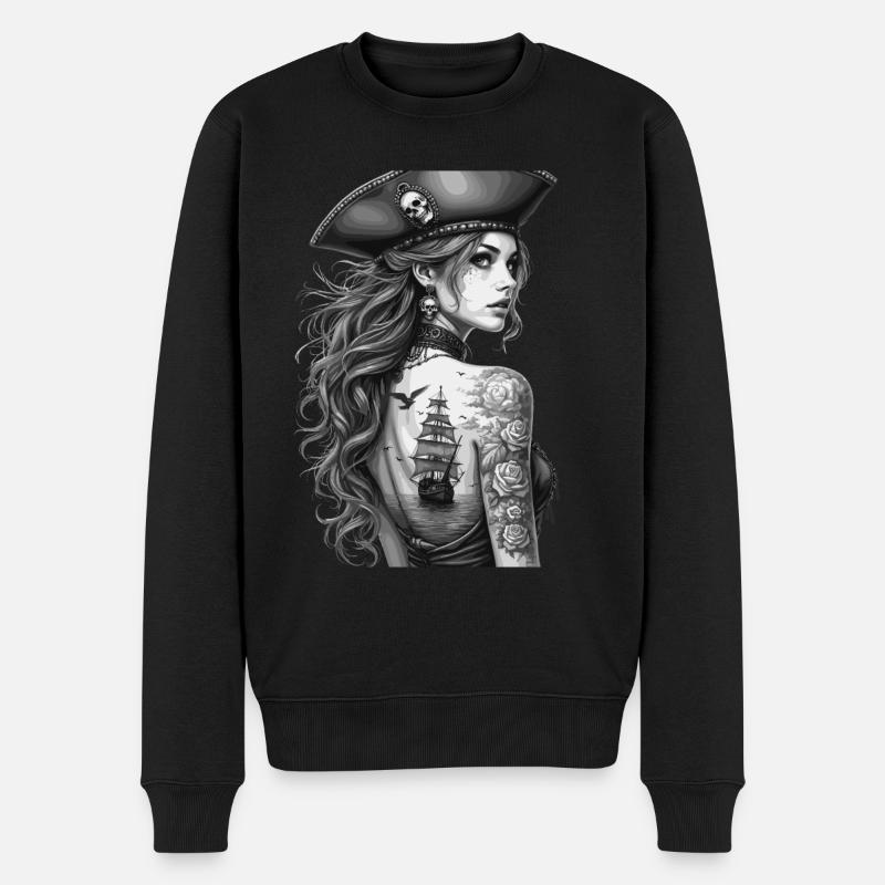 Vintage Piraten Abenteuer Kunstwerk - Männer Premium Bio Pullover - Schwarz