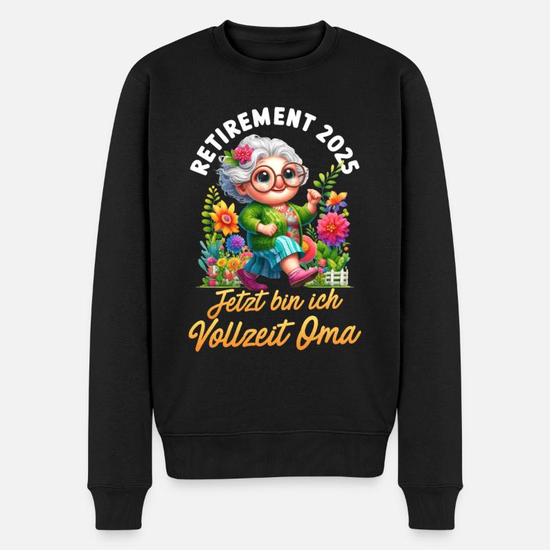 RUHESTAND 2025 BIN JETZT VOLLZEIT OMA Lustiges - Männer Premium Bio Pullover - Schwarz