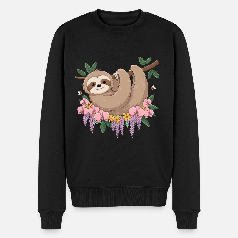 Lustiges Faultier Relax für Kinder - Männer Premium Bio Pullover - Schwarz
