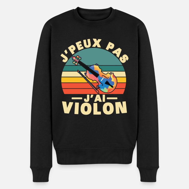 Ich kann keine Geige haben - Männer Premium Bio Pullover - Schwarz