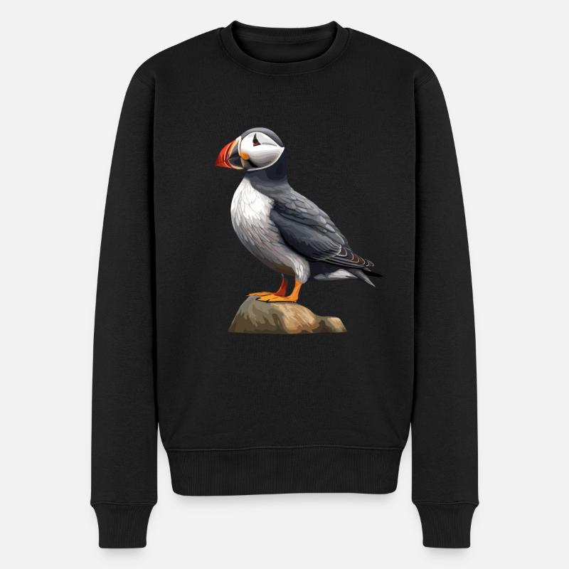 Niedlicher Papageientaucher - Männer Premium Bio Pullover - Schwarz