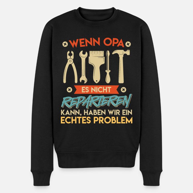 Opi WENN OPA ES NICHT REPARIEREN KANN EIN PROBLEM - Männer Premium Bio Pullover - Schwarz