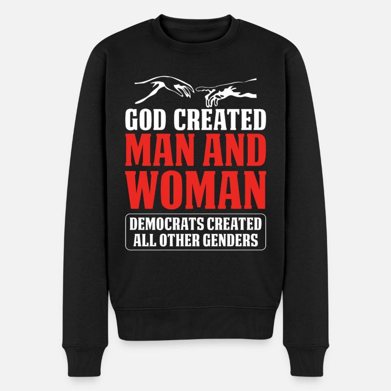 Gott Schuf Den Menschen - Männer Premium Bio Pullover - Schwarz