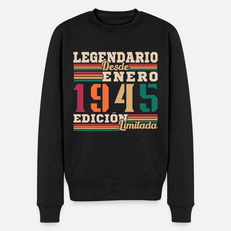 Janvier 1945 Vintage Cadeaux d’anniversaire - Pull Premium bio Homme - noir